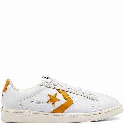 Converse Pro Leather - Miesten Tennarit - Valkoinen/Kultaiset